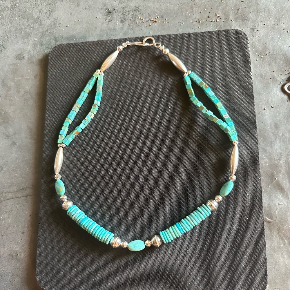 Hand Crafted “One of a Kind” Turquoise & Sterling Silver Necklace